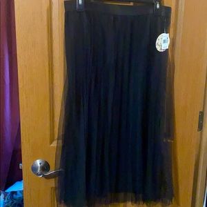 Black pleated mesh skirt